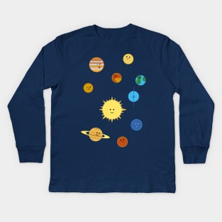 Cute planets (incl Pluto!) Kids Long Sleeve T-Shirt